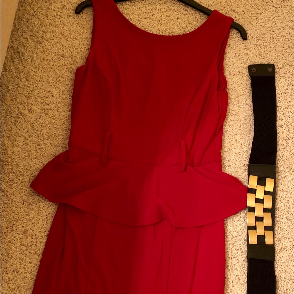 Red peplum dress